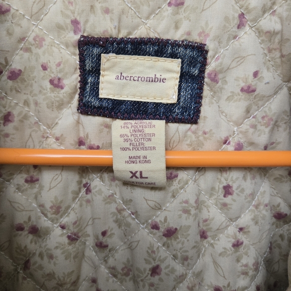 Abercrombie & Fitch Blue Denim Jacket with Cream Faux Fur Collar - Picture 7 of 7